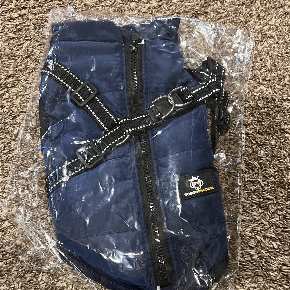 Navy Quilted Dog Harness Vest with Reflective Straps